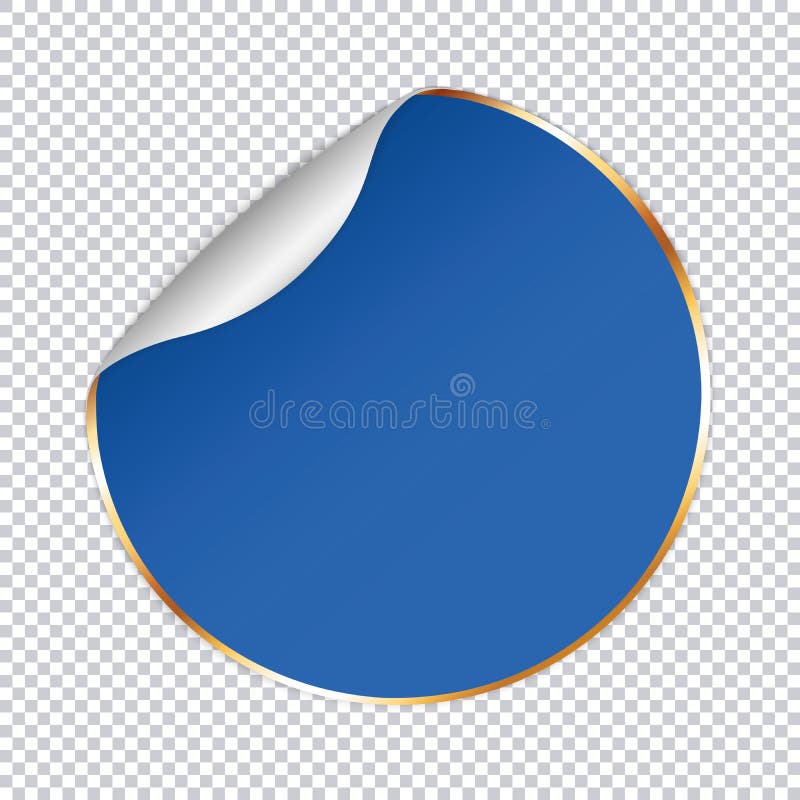 Blue Round Sticker Banner with Gold Frame and Silver Corner on