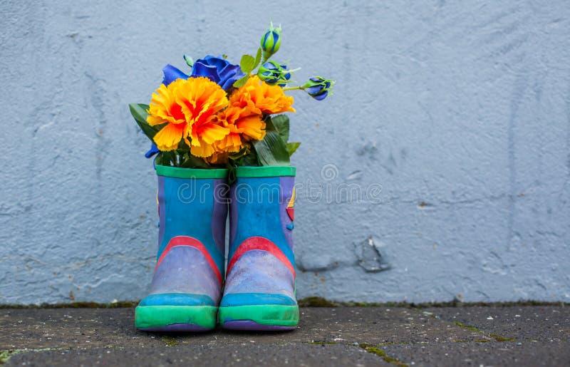 Blue Rubber Boots stock image