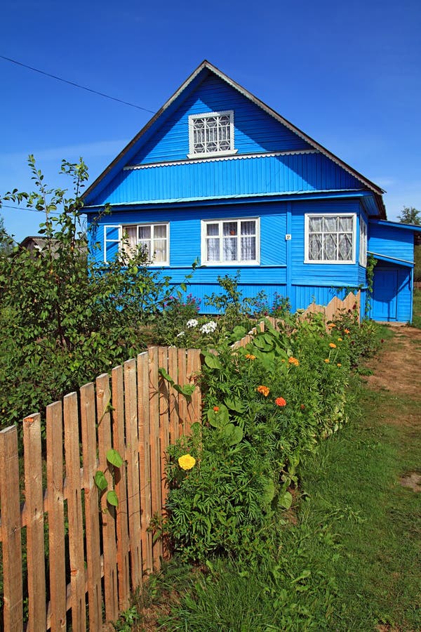 Blue rural house