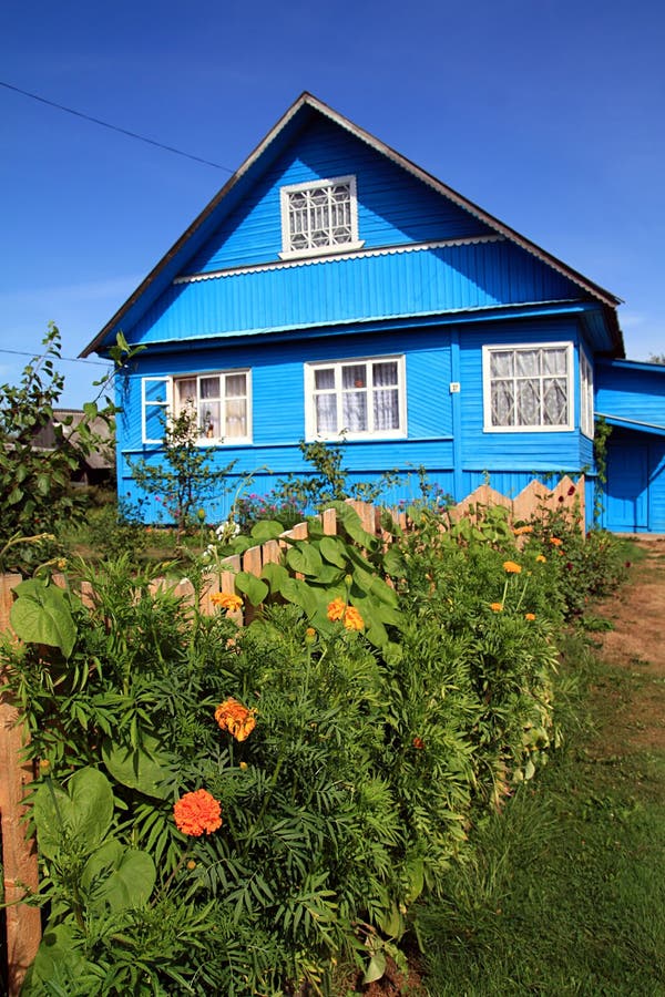 Blue rural house