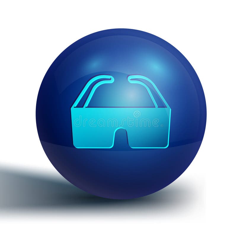 Blue Safety Goggle Glasses Icon Isolated on White Background. Blue