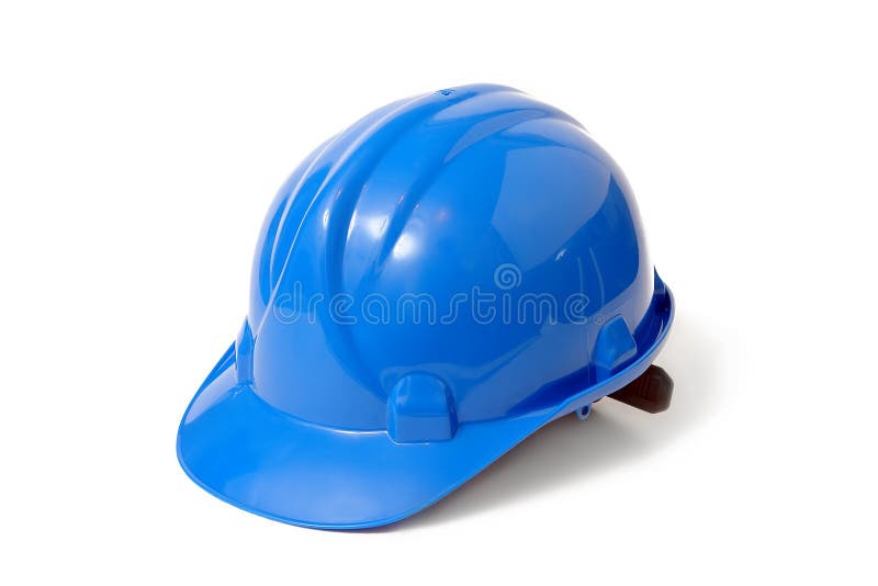 Plastic blue hard hat stock image. Image of damage, isolated 2013231