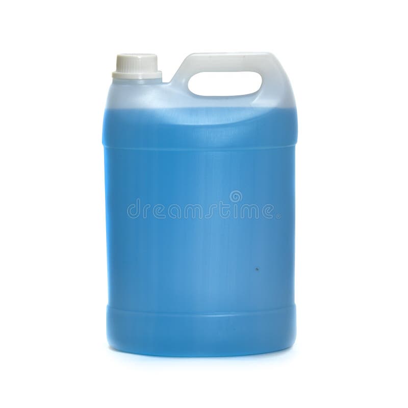 Blue Sanitizer Five Liter Can without Label Stock Photo Image of