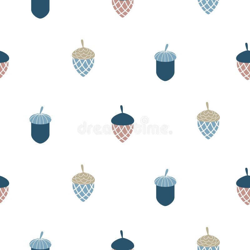 Blue scandi acorn simple seamless vector pattern. vector illustration Blue scandi acorn simple seamless vector pattern. vector illustration