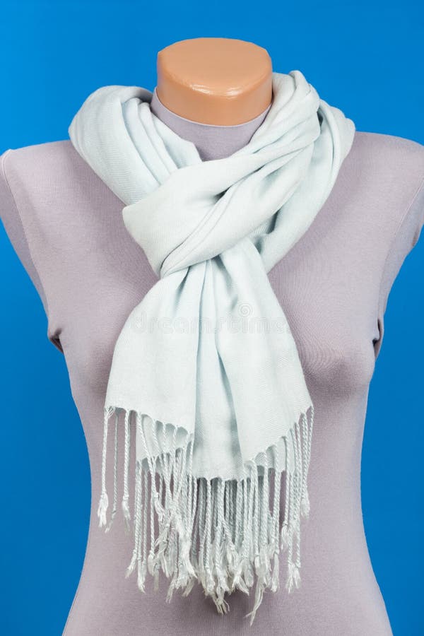 Blue Scarf on Mannequin Isolated on Blue Background. Stock Image ...