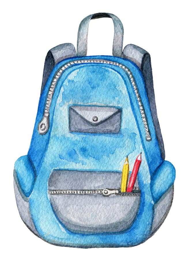 Watercolor School Bag Illustration. Hand Painted School Bag Isolated On ...