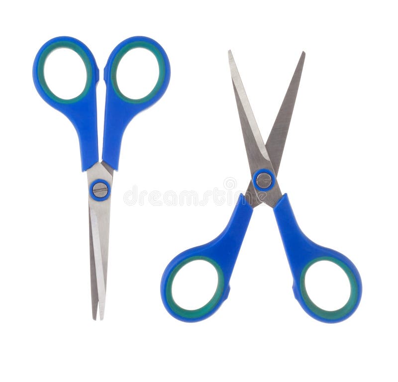 Blue scissors isolated on white