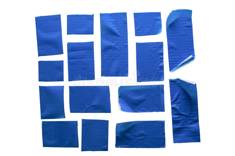 Blue Scotch Tape Pieces Isolated on White Stock Image Image of