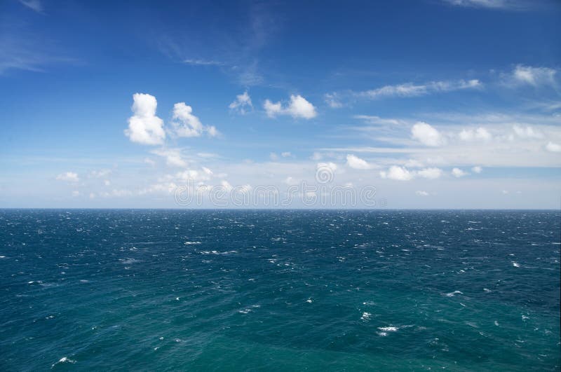 Blue Sea and Sky, Horizon Line. Seascape Stock Photo - Image of peace ...