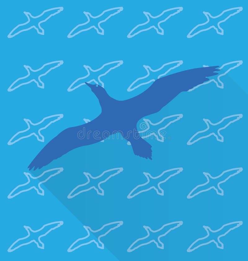 Blue seagull in background pattern stock illustration Blue seagull in background pattern stock illustration