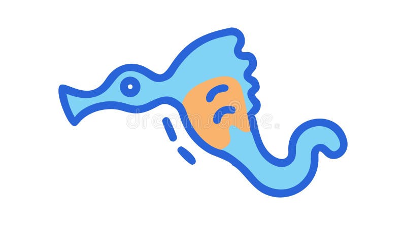 Blue seahorse marine animal ocean creature icon , vector design Generative AI vector illustration