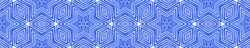 Blue Seamless Border Scroll. Geometric Watercolor royalty free stock photography Blue Seamless Border Scroll. Geometric Watercolor royalty free stock photography