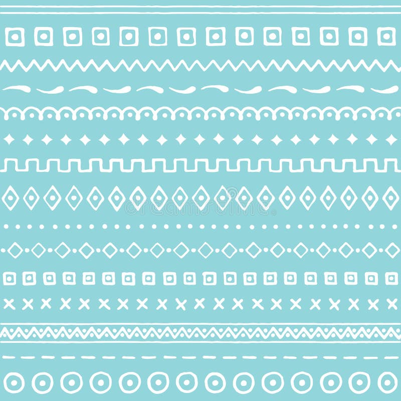 Blue seamless pattern with abstract ornament. Hand drawn texture. Vector illustration.