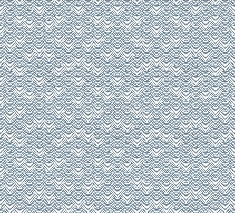 Blue seigaiha Japanese decorative wave pattern. stock illustration