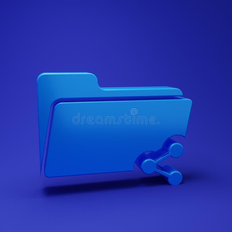 Blue Share folder icon isolated on blue background. Folder sharing. Folder transfer sign. Minimalism concept. 3D render stock illustration
