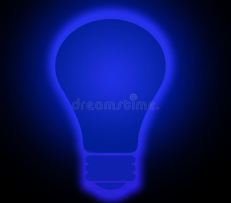 Blue shining lightbulb