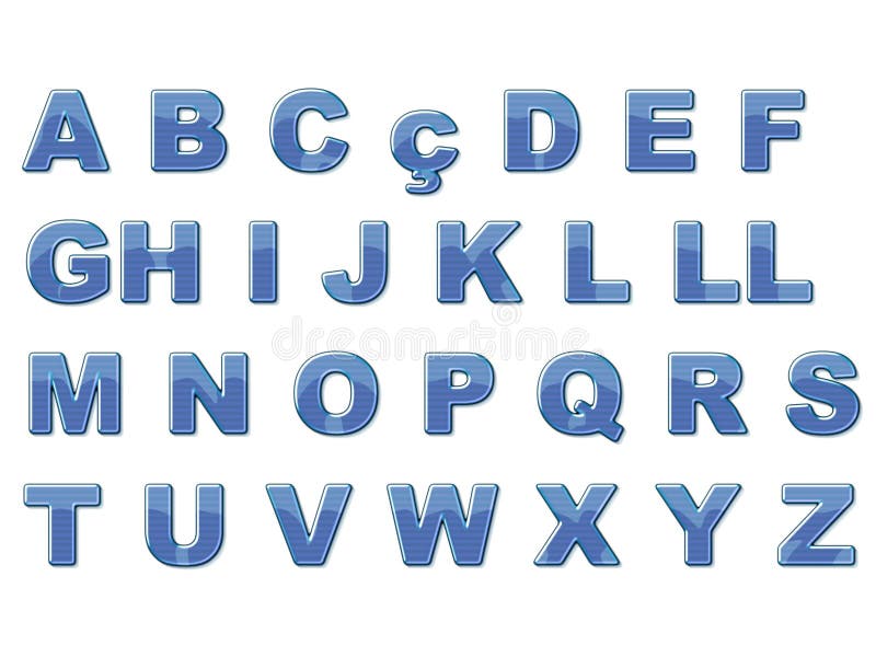 Blue shiny alphabet royalty free illustration