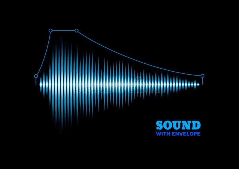 Blue Shiny Sound Waveform with Envelope Stock Vector Illustration of