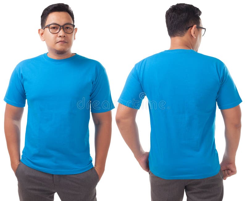 4054+ Front Back Blue T Shirt Mockup PSD File