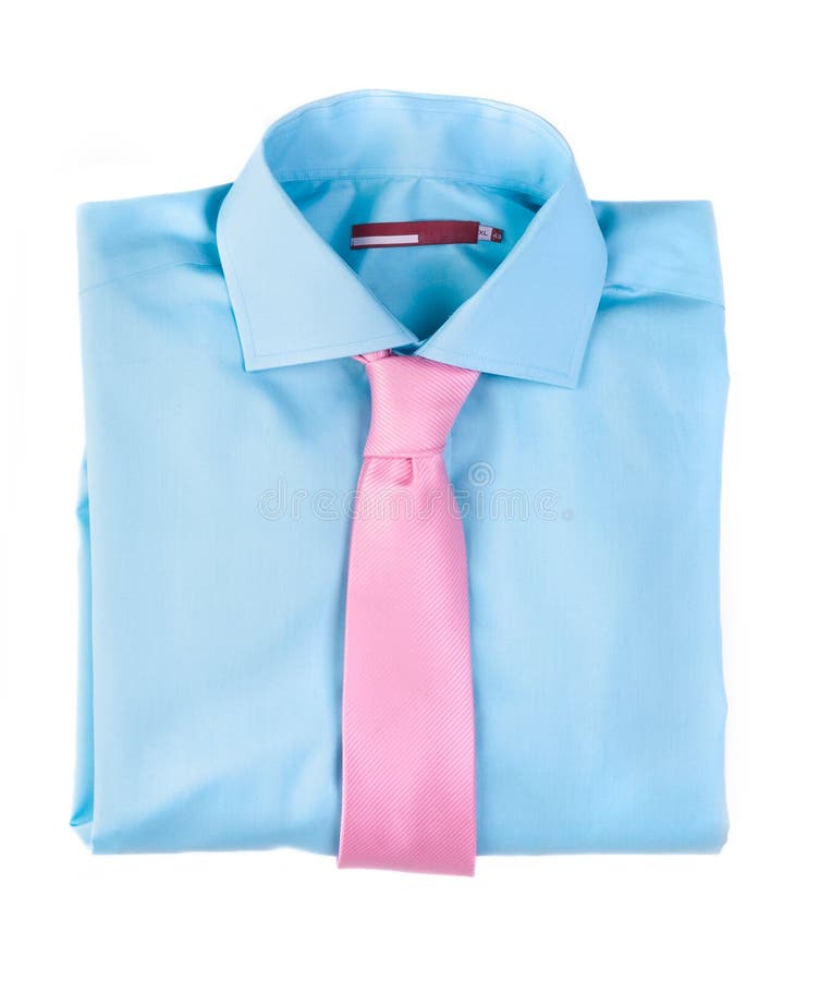 Blue shirt with a pink tie stock photo. Image of clothes 4898670
