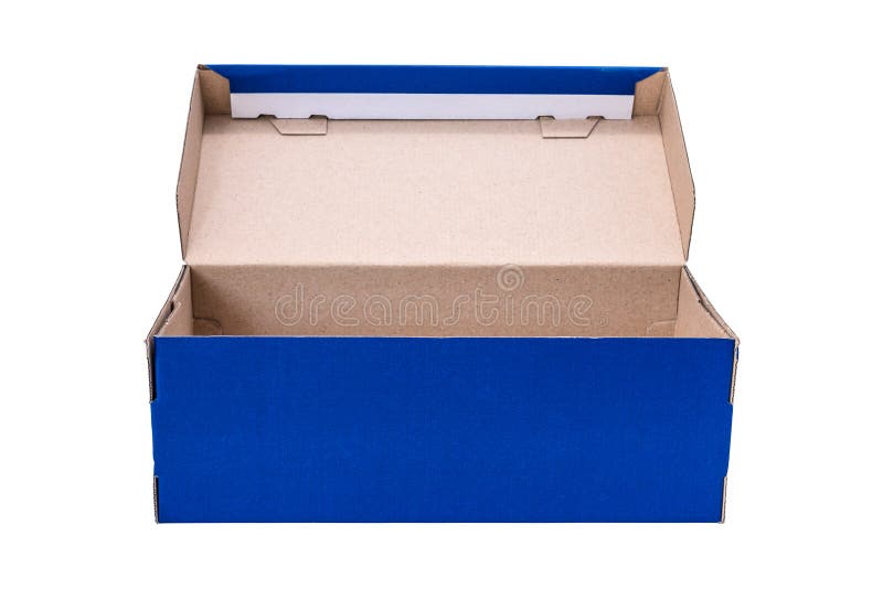 Blue Shoe Box Isolated on White Background. Stock Photo Image of card