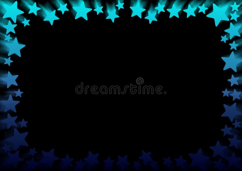 Blue Shooting Stars Trail Frame Border vector illustration