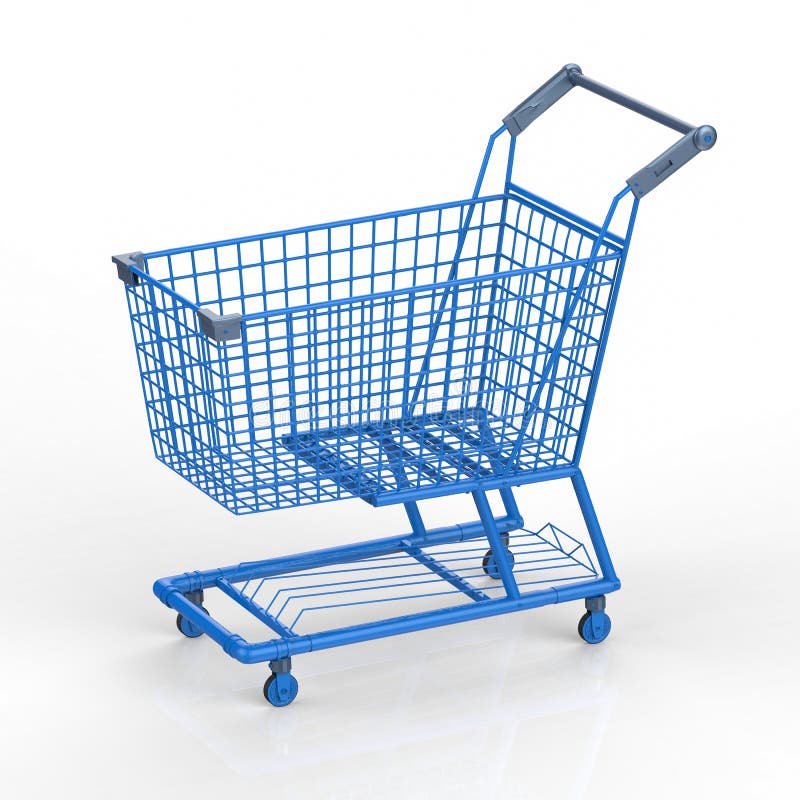 Blue shopping cart stock photo. Image of pushcart, blue 82134998