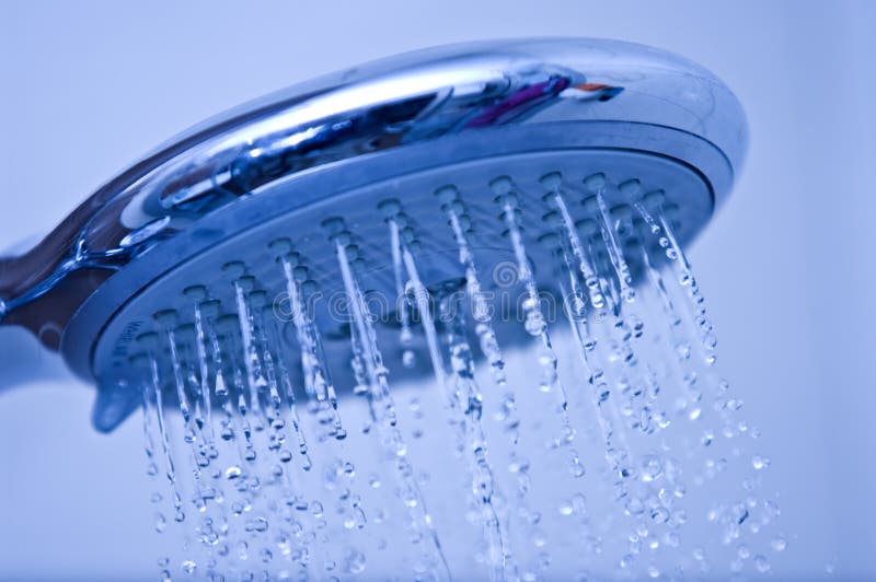 Blue shower head stock image. Image of closeup, background 8274647