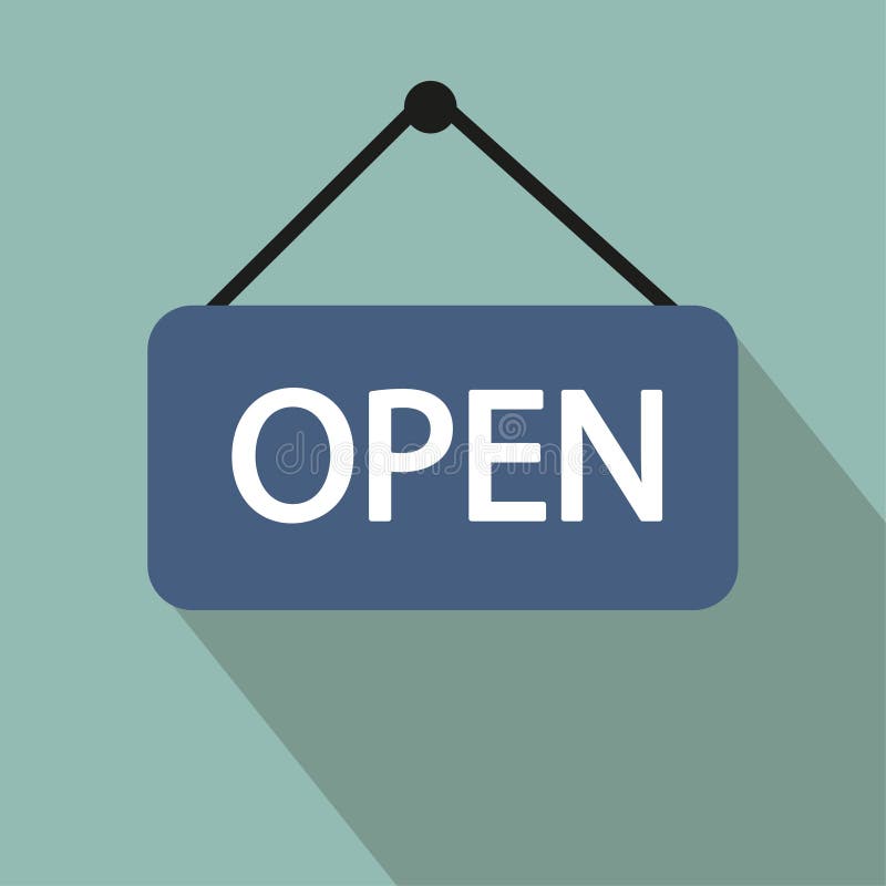 Blue Sign Open. Concept Graphic Design Element. Vector Illustration Stock Vector Illustration