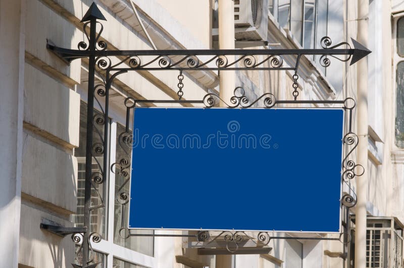 Blue signboard. stock photo. Image of fastening, ancient 8855578