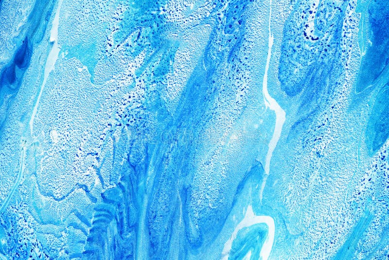 Blue with Silver Abstract Hand Painted Background, Marble Texture