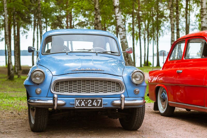 Blue Skoda Felicia coupe, retro-club of Czech automaker
