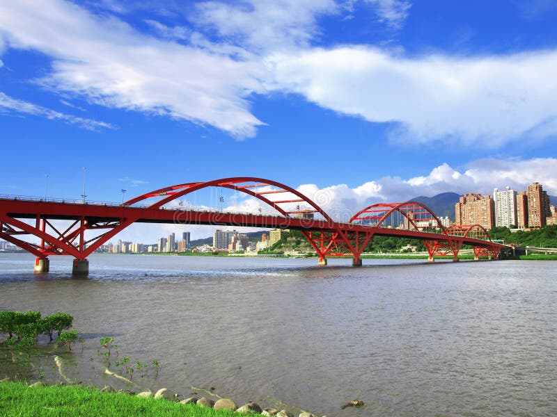 Blue sky and arch bridge