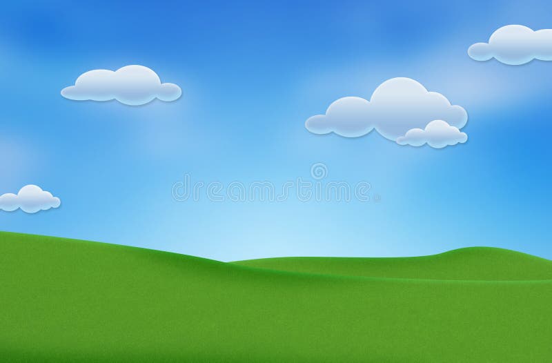 Blue sky and beautiful green field stock illustration