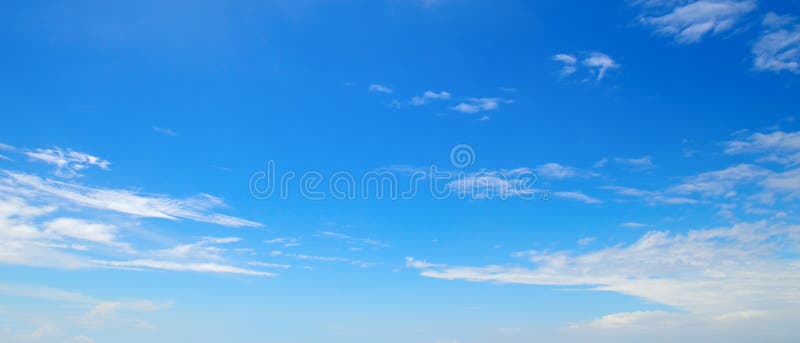 Blue sky and cirrus clouds. Wide photo royalty free stock photo
