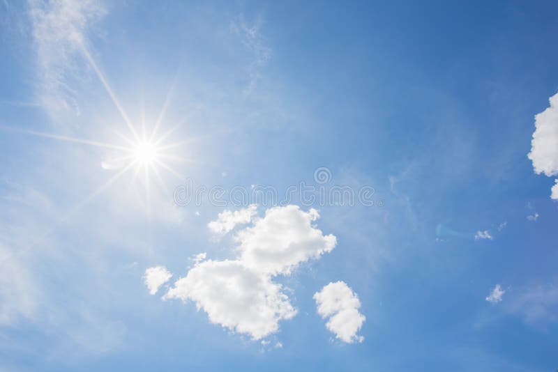 Blue sky and cloud with bright sun star flare background stock photography Blue sky and cloud with bright sun star flare background stock photography