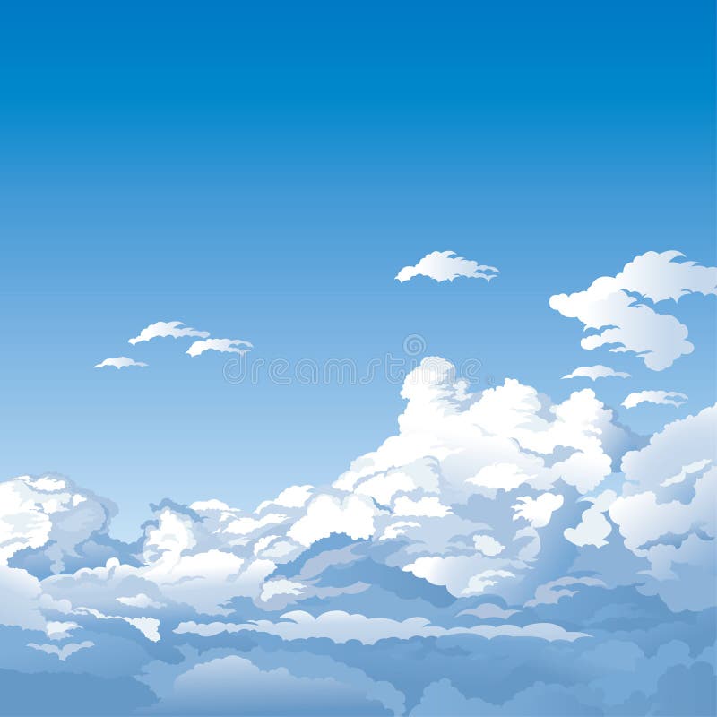 Cielo azul nubes, ilustraciones.