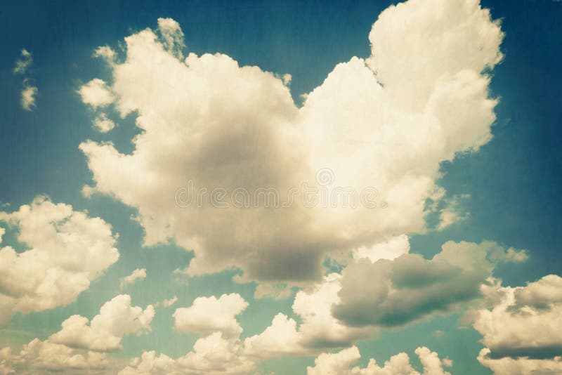 Blue sky and clouds background texture vintage with space