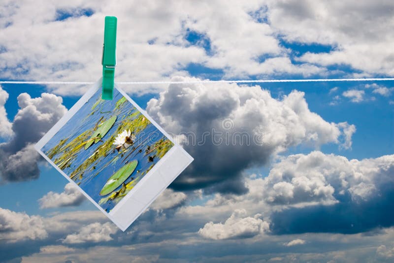 Blue sky with hanging photo