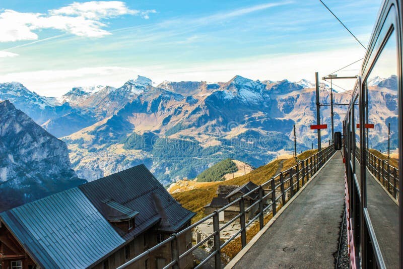 Blue Sky and a Nice Cottage with the Railway Stock Image Image of
