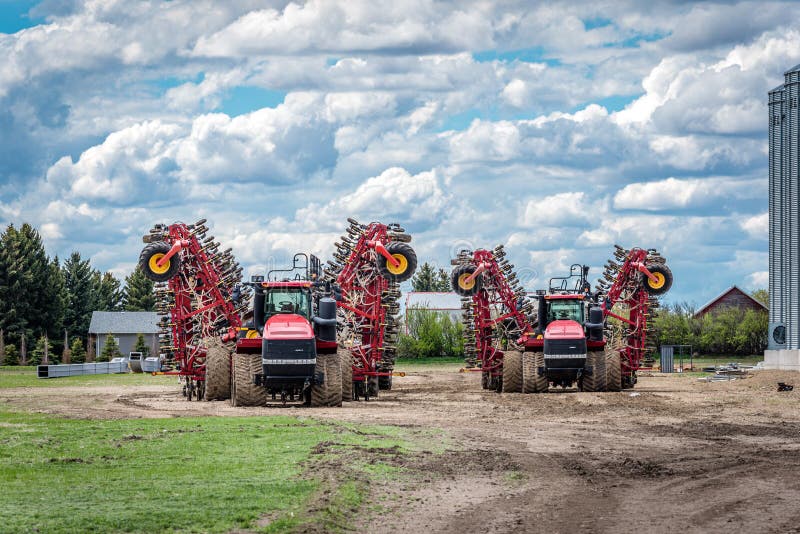 Wymark, SK, Canada May 28, 2022 Case Air Drills Used for Seeding on