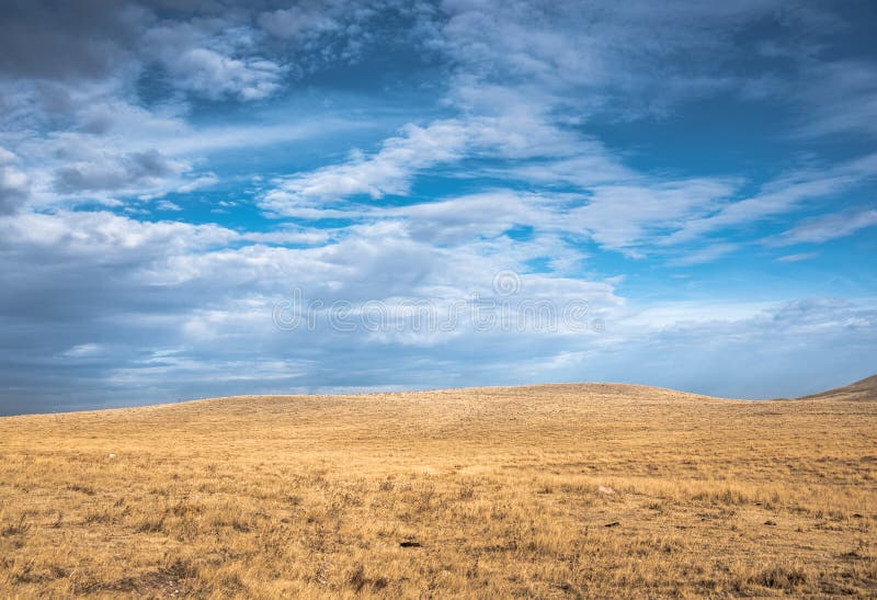 Blue Sky Over Wide Open Wyoming Prairie Usa Stock Photo Image Of