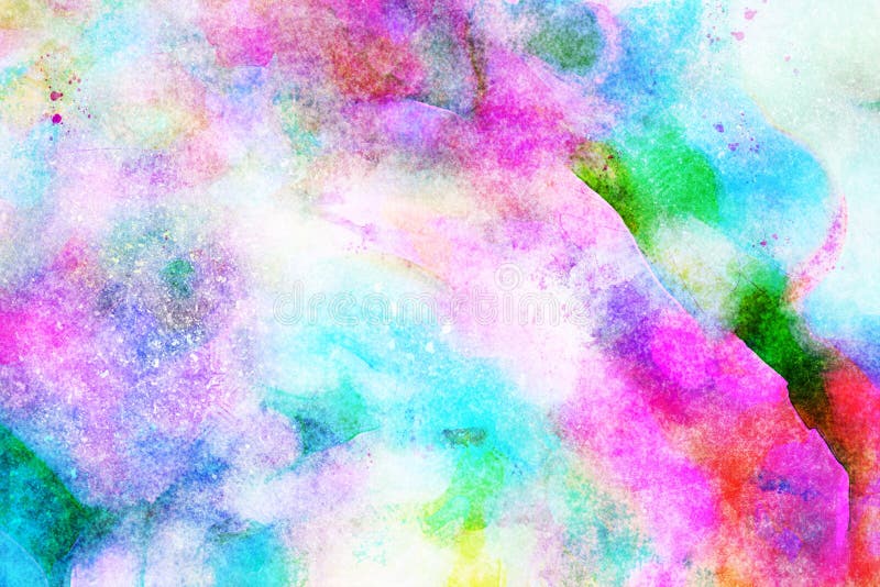 Blue, Sky, Pink, Watercolor Paint Picture. Image: 135310102