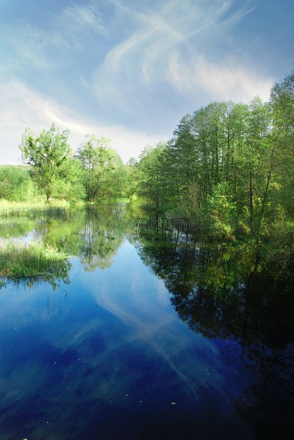 Blue sky and river