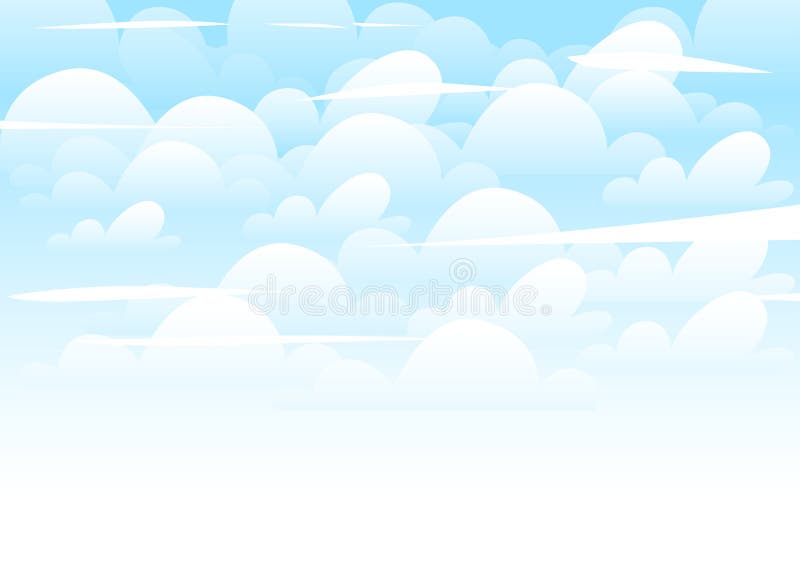 Blue Sky With White Clouds Background Flat Cartoon Style Illustation Stock Illustration Illustration Of White Design