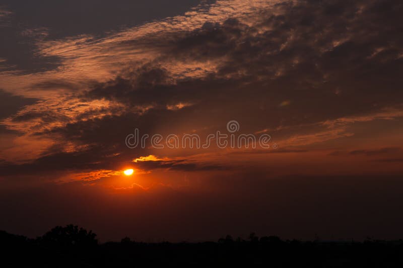 Blue Sky with White Clouds on Sunset. Many Little White Clouds Creating