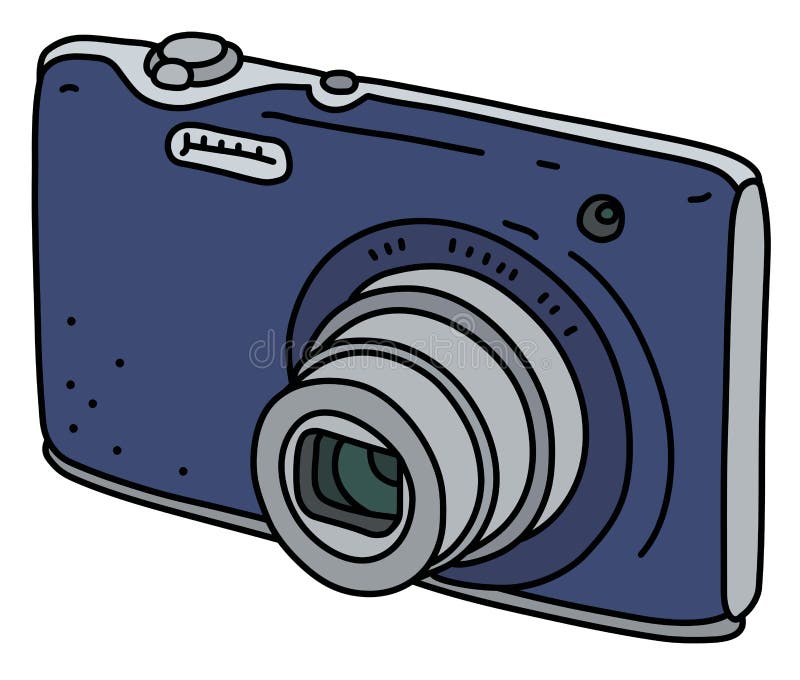 The blue small digital compact camera stock illustration