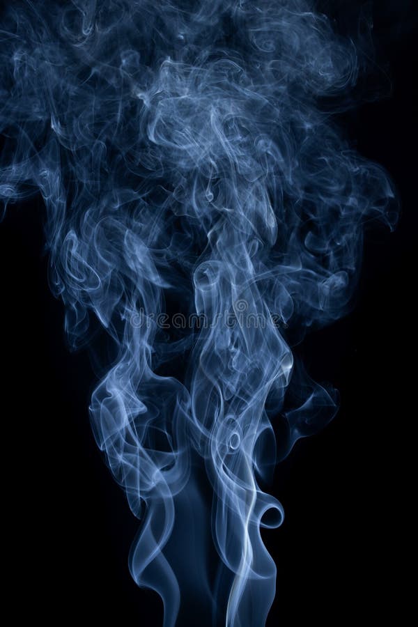 Blue Smoke on Black Background, Blue Abstract Smoke on Black Background, Smoke Background. Stock