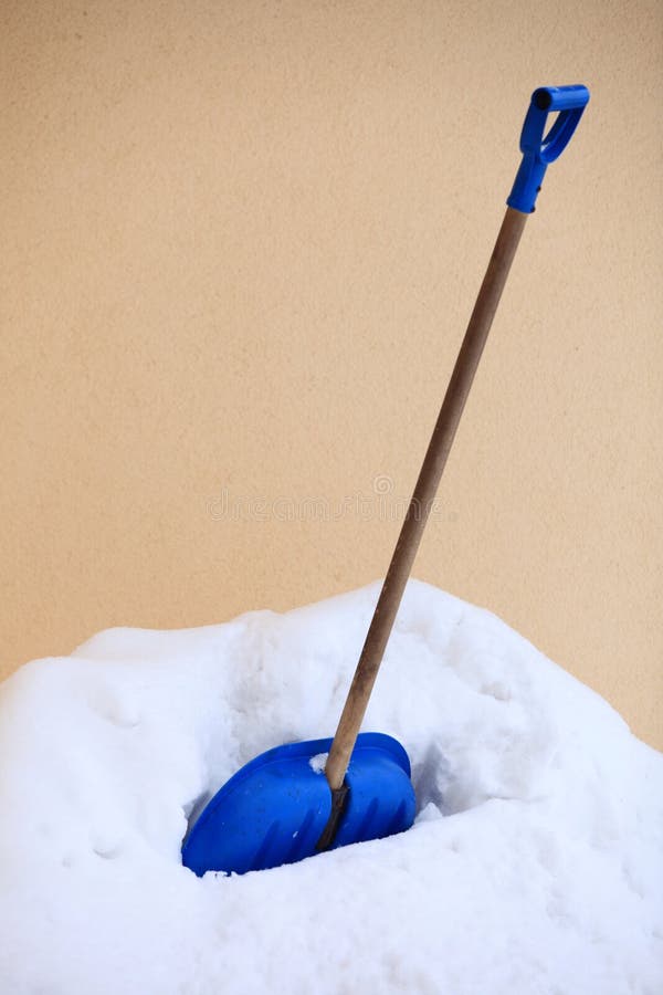 Blue Snow Shovel during Snowy Day, Winter Time Stock Image Image of