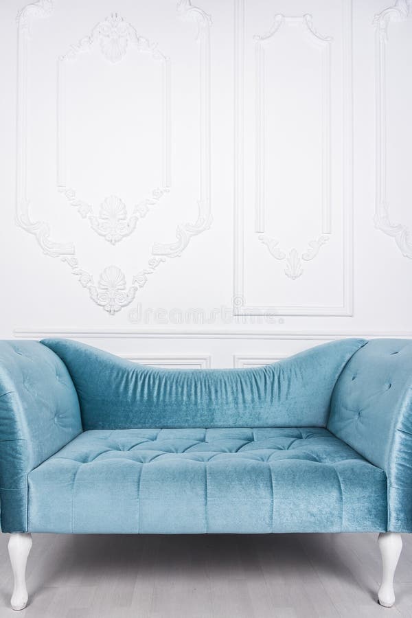 Blue Sofa White Interior Gray Floor Style Stock Photos Free